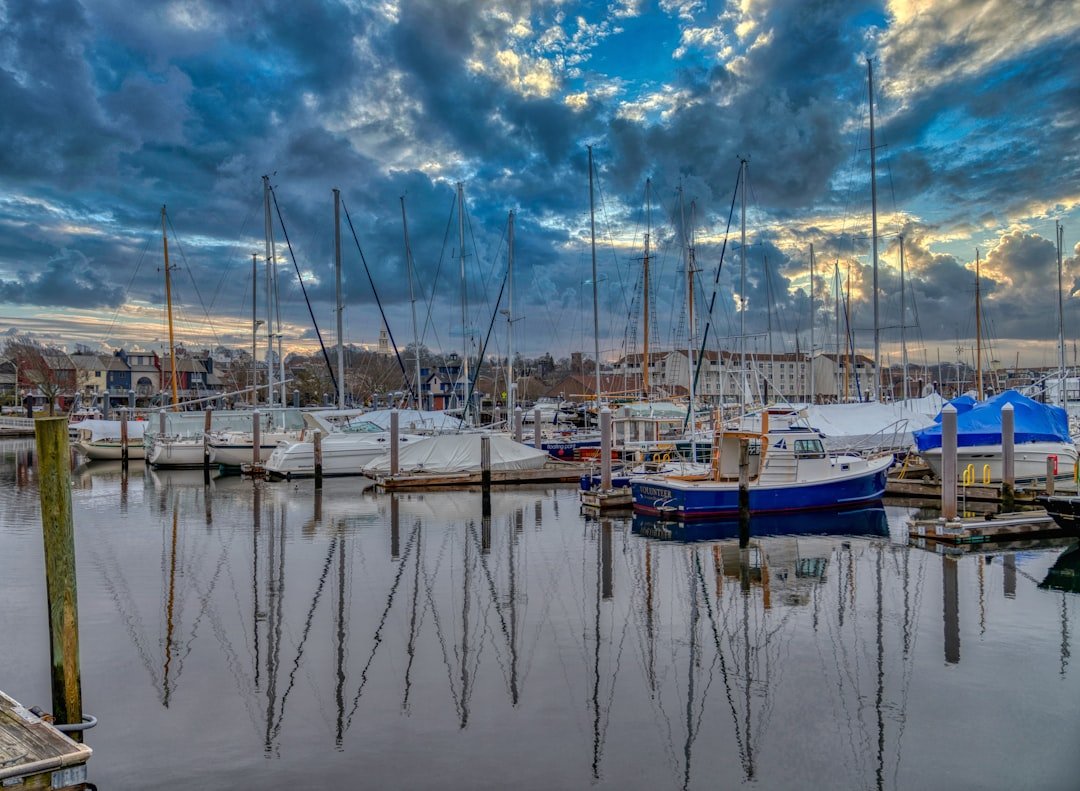 Newport harbor sailboats and historic waterfront