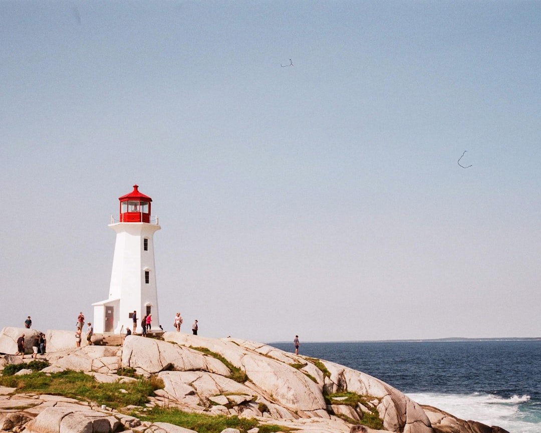 Peggys Cove lighthouse on granite rocks