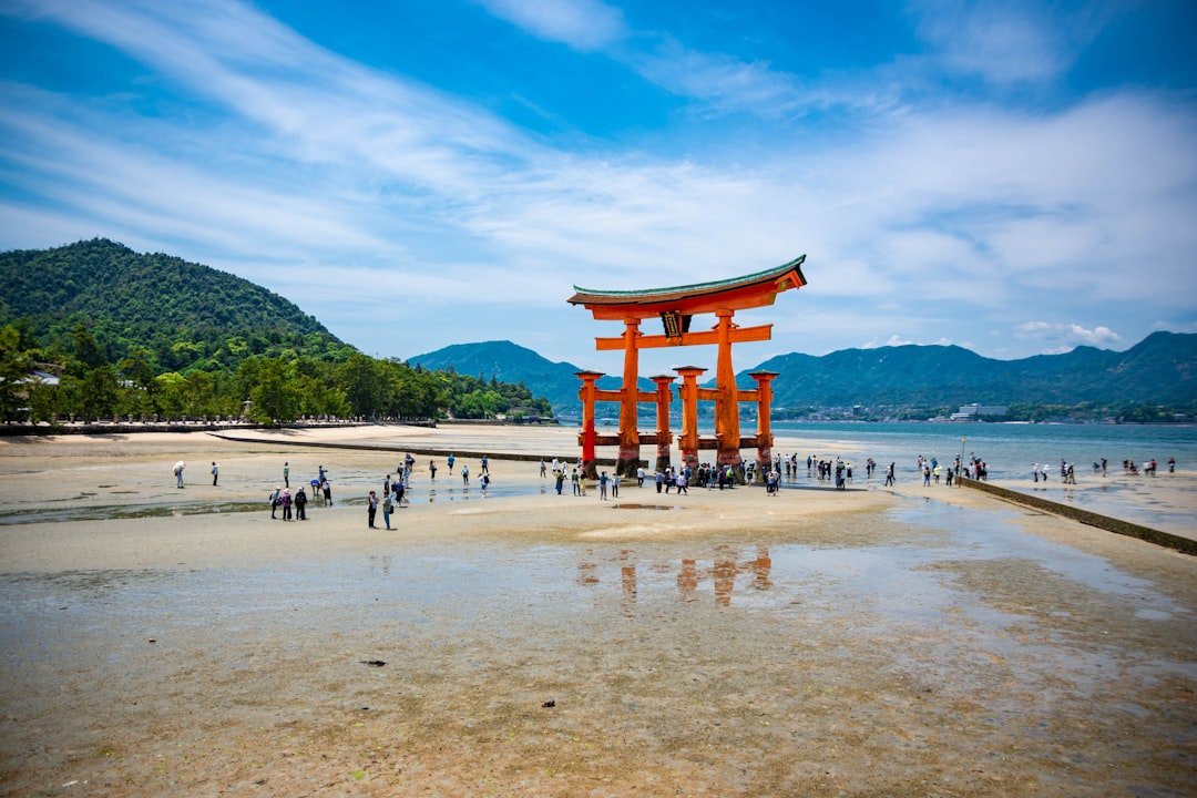 Itsukushima floating torii gate at high tide