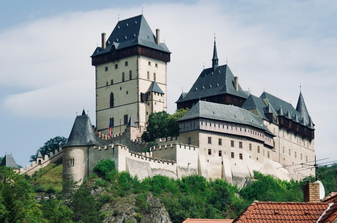 Karlstejn Castle hilltop with timbered walls
